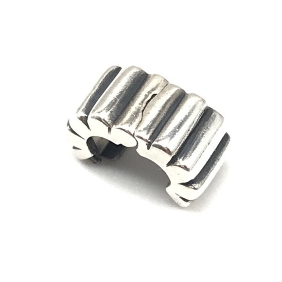 Pandora Sterling Silver Rare Retired Ribbed Clip Bead Charm - Picture 4 of 5